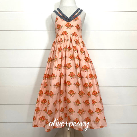 Peach Floral Maxi Dress
