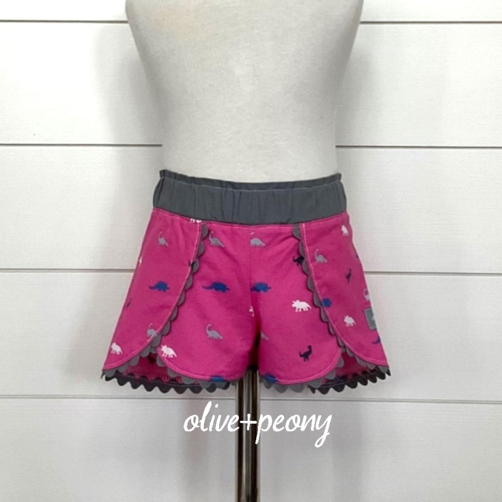 Preppy Pink Dino Petal Shorties