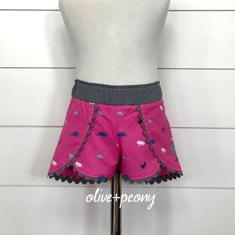 Preppy Pink Dino Petal Shorties