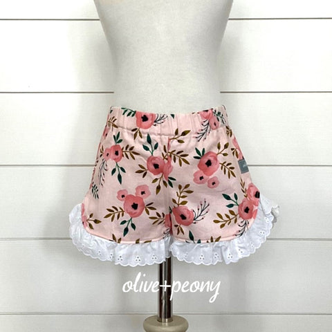 Blushing Pink Poppy Lace Shorts