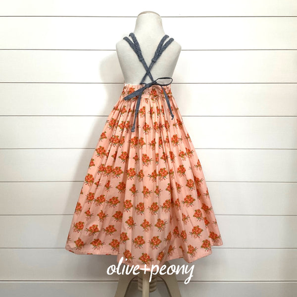 Peach Floral Maxi Dress