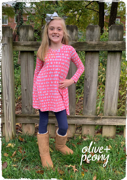 Cozy Christmas T-Shirt Dress - Pink Snowman