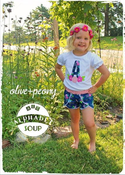 Navy Floral Petal Shorties